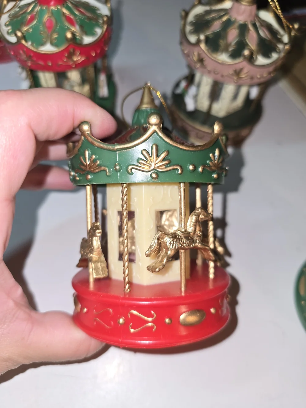 Set Of 10 Vintage Horse Carousel Christmas Ornaments